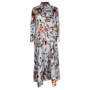 Erdem Vacation Patmos Printed Midi Shirt Dress in Multicolor Cotton